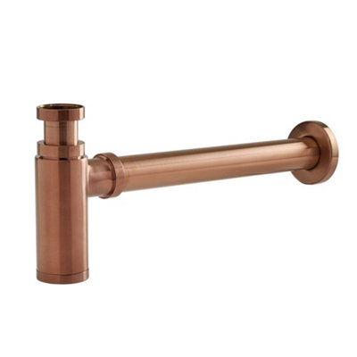 Homestylestore Brushed Copper Exposed Bottle Trap For Wall Hung Or Washstand Basin from B&Q