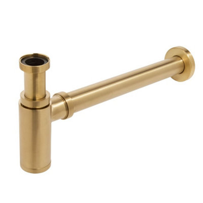 Homestylestore Brushed Brass Exposed Bottle Trap For Wall Hung Or Washstand Basin from B&Q