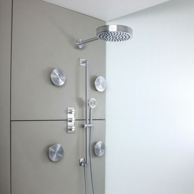 Homestylestore Chrome Thermostatic Diverter Mixer Valve 250mm Rainfall Shower Head Handset Riser Rail Body Jets from B&Q