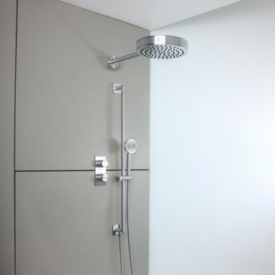 Homestylestore Chrome Thermostatic Diverter Mixer Valve 250mm Rainfall Shower Head Handset Riser Rail from B&Q