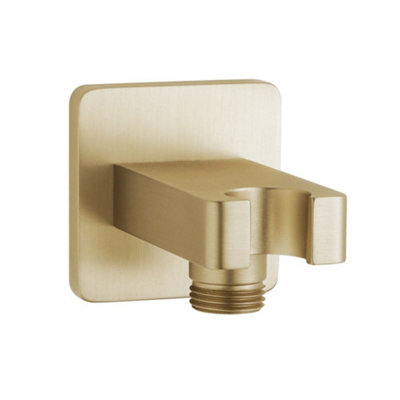 Homestylestore Brushed Brass Integrated Hand Shower Handset Outlet Elbow And Bracket from B&Q