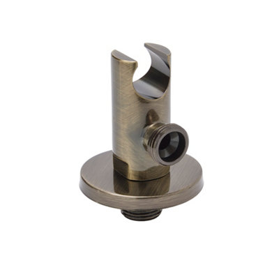 Homestylestore Aged Gold Pencil Hand Shower Handset Outlet Elbow And Bracket from B&Q