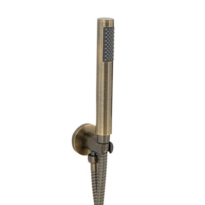 Homestylestore Aged Gold Pencil Hand Shower Handset With Outlet Elbow And Wall Bracket from B&Q