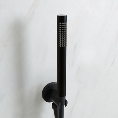 Homestylestore Black Pencil Hand Shower Handset With Outlet Elbow And Wall Bracket from B&Q