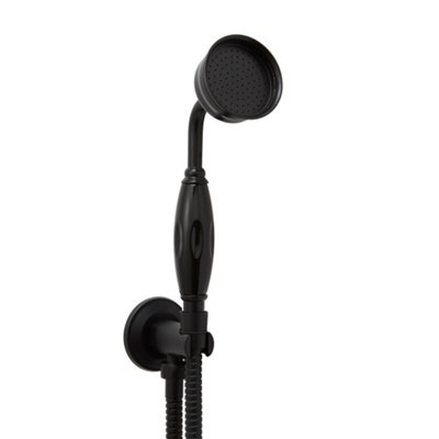 Homestylestore Black Telephone Style Hand Shower Handset With Outlet Elbow And Wall Bracket from B&Q