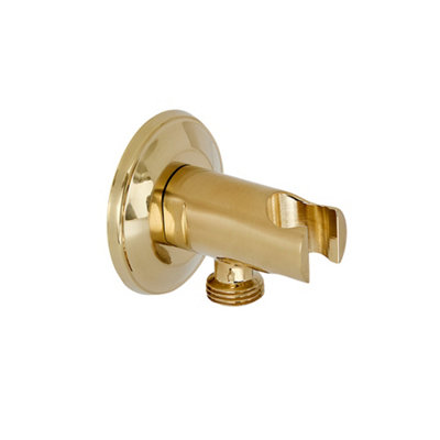 Homestylestore Brushed Brass Hand Shower Handset Outlet Elbow And Bracket from B&Q