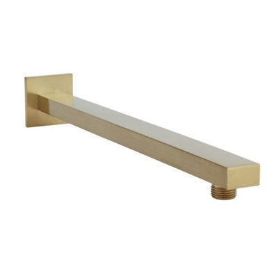 Homestylestore Brushed Brass Wall Mounted Rectangular Arm For Rainfall Shower Head from B&Q