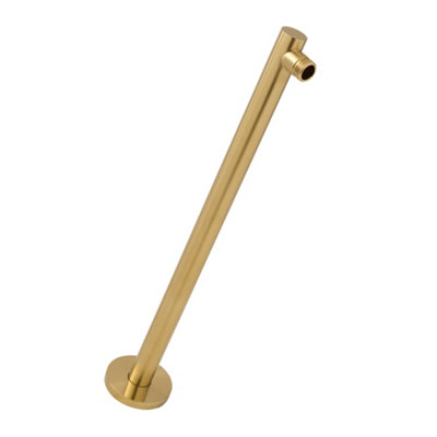 Homestylestore Brushed Brass Wall Mounted Round Fixed Shower Head Arm from B&Q