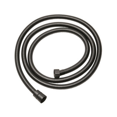 Homestylestore Black 1.75M Fine Ribbed Brass Shower Hose from B&Q