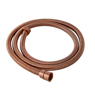 Homestylestore Brushed Copper 1.75M Fine Ribbed Brass Shower Hose from B&Q