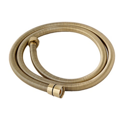 Homestylestore Brushed Brass 1.75M Fine Ribbed Brass Shower Hose from B&Q
