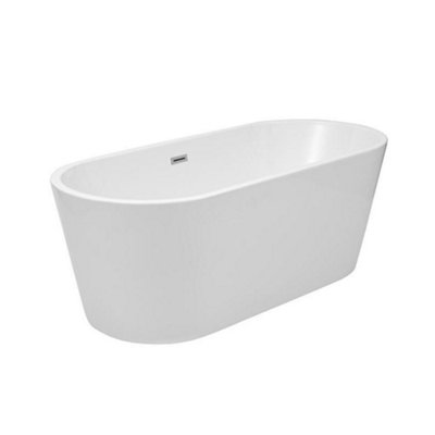 Homestylestore 1500 X 750mm Double Ended Freestanding Oval Bath Push Button Waste And White Overflow from B&Q
