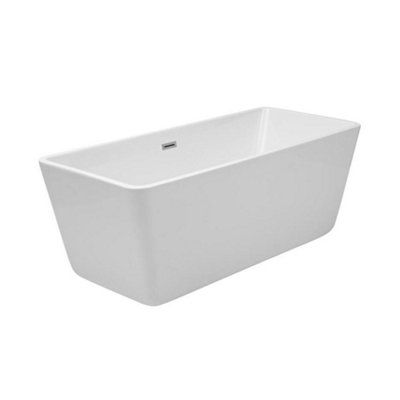 Homestylestore 1500 X 750mm Double Ended Freestanding Square Bath Push Button Waste And White Overflow from B&Q