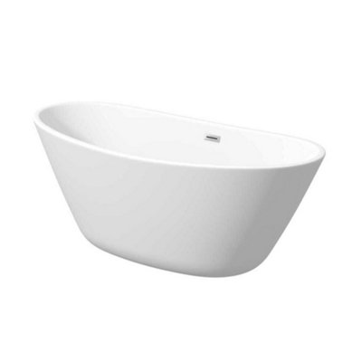 Homestylestore 1600 X 750mm Double Ended Freestanding Slipper Bath Push Button Waste And White Overflow from B&Q