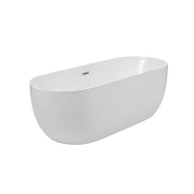 Homestylestore 1600 X 750mm Double Ended Freestanding Bath Push Button Waste And Black Overflow from B&Q