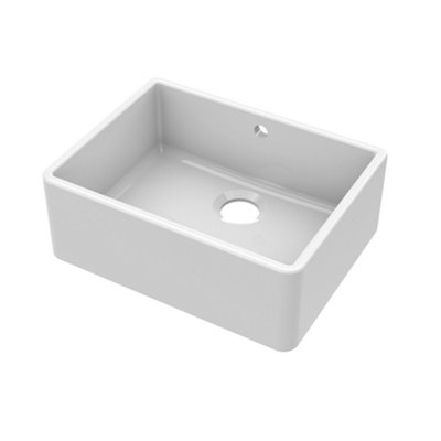Homestylestore White Rectangular Fireclay Ceramic Belfast Kitchen Sink 595 X 450mm
