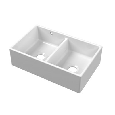 Homestylestore White Fireclay Ceramic Rectangular Belfast Kitchen Sink 795 X 500mm