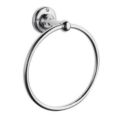 Homestylestore Chrome Bathroom Wall Mounted Round Towel Ring Holder from B&Q