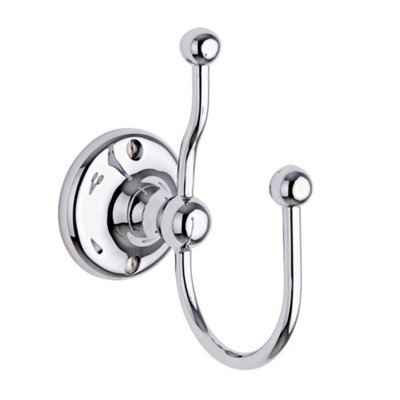 Homestylestore Chrome Bathroom Double Wall Mounted Bath Robe Or Towel Hook Holder from B&Q