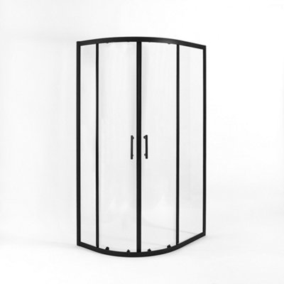 Homestylestore Black Left Hand Quadrant Shower Enclosure With White Tray And Fast Flow Waste 1200 X 800mm from B&Q
