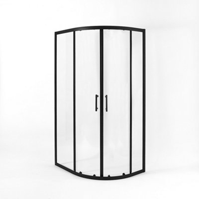 Homestylestore Black Right Hand Quadrant Shower Enclosure With White Tray And Fast Flow Waste 900 X 800mm from B&Q