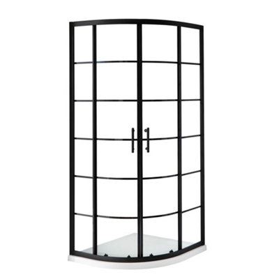 Homestylestore Black Grid Quadrant Shower Enclosure And White Tray 900 X 900mm from B&Q