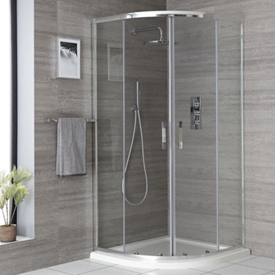 Homestylestore Chrome Reversible Quadrant Shower Enclosure With White Tray And Fast Flow Waste 800 X 800mm from B&Q