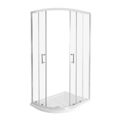 Homestylestore Chrome Left Hand Quadrant Shower Enclosure With White Tray And Waste 1000 X 800mm from B&Q