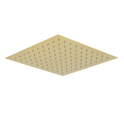 Homestylestore Brushed Brass 300mm Fixed Square Rainfall Shower Head from B&Q