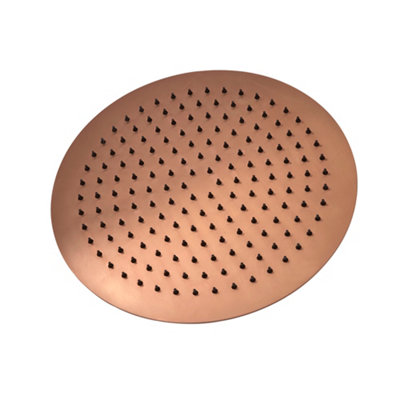 Homestylestore Brushed Copper 300mm Round Fixed Rainfall Shower Head from B&Q