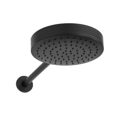 Homestylestore Black 250mm Round Fixed Rainfall Shower Head With Wall Mounted Arm from B&Q