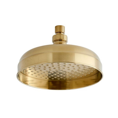 Homestylestore 205mm Brushed Brass Round Rainfall Shower Head from B&Q
