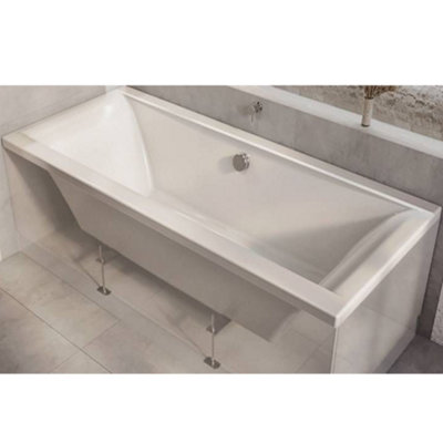 Homestylestore White 1800 X 800mm Bathroom Double Ended Square Bath from B&Q