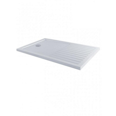 Homestylestore White Low Profile Rectangular Shower Tray With Drying Area 1400 X 900mm from B&Q