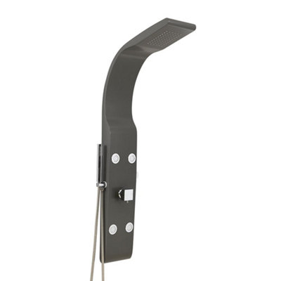 Homestylestore Anthracite Manual Shower Tower Panel With Rainfall Shower HeadHand Shower Handset And Body Jets from B&Q