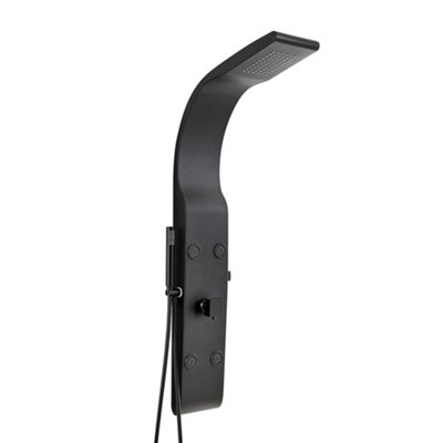 Homestylestore Black Manual Shower Tower Panel With Rainfall Shower HeadHand Shower Handset And Body Jets from B&Q