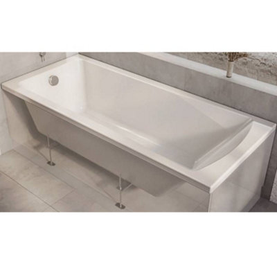 Homestylestore White 1800 X 800mm Bathroom Single Ended Square Bath from B&Q
