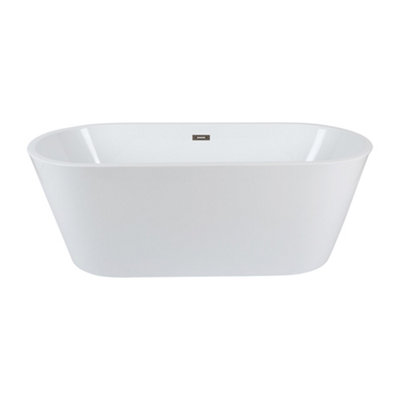 Homestylestore White 1695 X 750mm Double Ended Freestanding Oval Bath With Waste And Bronze Overflow from B&Q