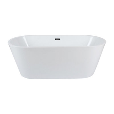 Homestylestore White 1695 X 750mm Double Ended Freestanding Oval Bath With Waste And Black Overflow from B&Q