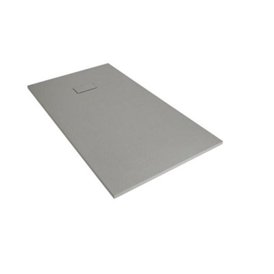 B&Q -  1700 X 800mm Light Grey Textured Slate Effect Rectangular Shower Tray And Fast Flow Waste