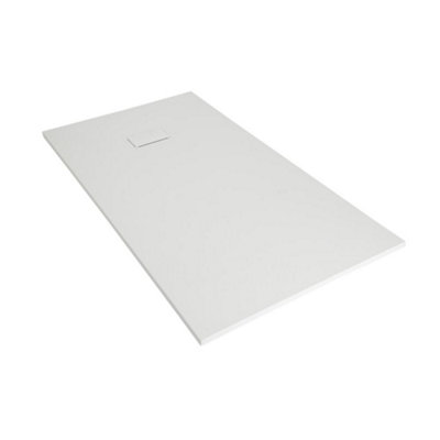 B&Q -  1400 X 900mm White Textured Slate Effect Rectangular Shower Tray And Fast Flow Waste