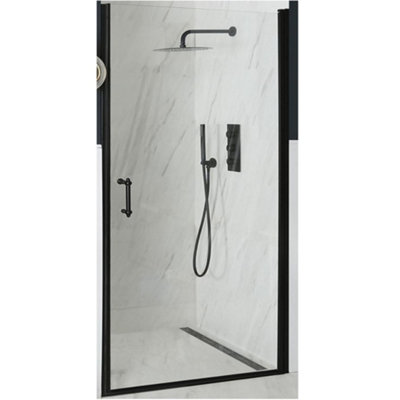 Homestylestore Black Single Hinged Frameless Shower Door 1000mm from B&Q