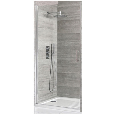 Homestylestore Chrome Walk In Wet Room Hinged Door Shower Enclosure And Drying Tray 1700 X 800mm from B&Q