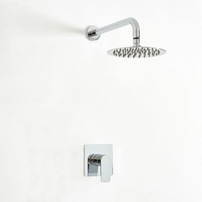 Homestylestore Chrome Manual Mixer Valve 200mm Round Rainfall Shower Head from B&Q