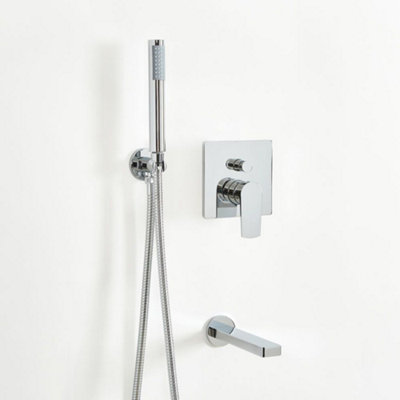 Homestylestore Chrome Manual Diverter Mixer Valve Hand Shower Handset Wall Mounted Bath Spout from B&Q