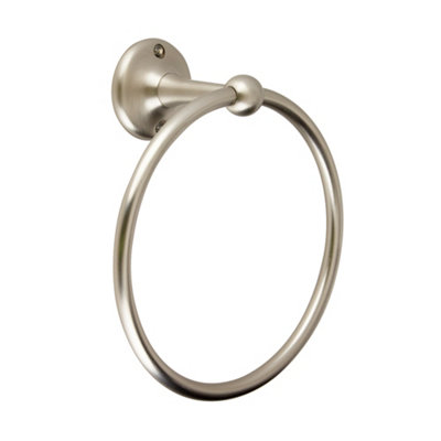 Homestylestore Brushed Nickel Bathroom Wall Mounted Round Towel Ring Holder from B&Q