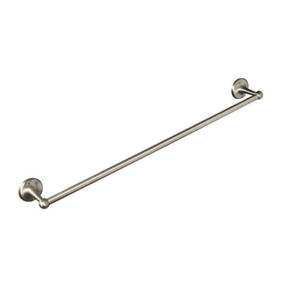 Homestylestore Brushed Nickel Bathroom Wall Mounted Single Towel Rail Holder from B&Q