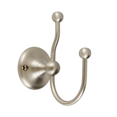 Homestylestore Brushed Nickel Bathroom Double Wall Mounted Bath Robe Or Towel Hook Holder from B&Q