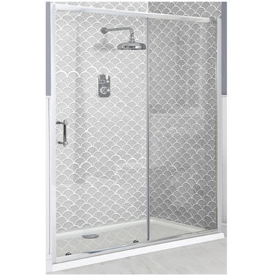 Homestylestore Chrome Reversible Sliding Door Shower Enclosure With White Tray And Fast Flow Waste 1700 X 700mm from B&Q
