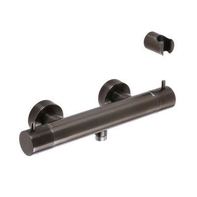 Homestylestore Black Nickel Round Thermostatic Bar Mixer Shower Valve from B&Q